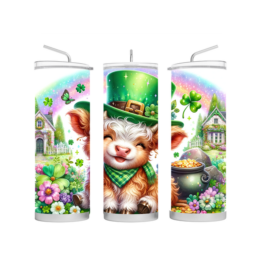 St. Patrick's Day Highland Cow Tumbler